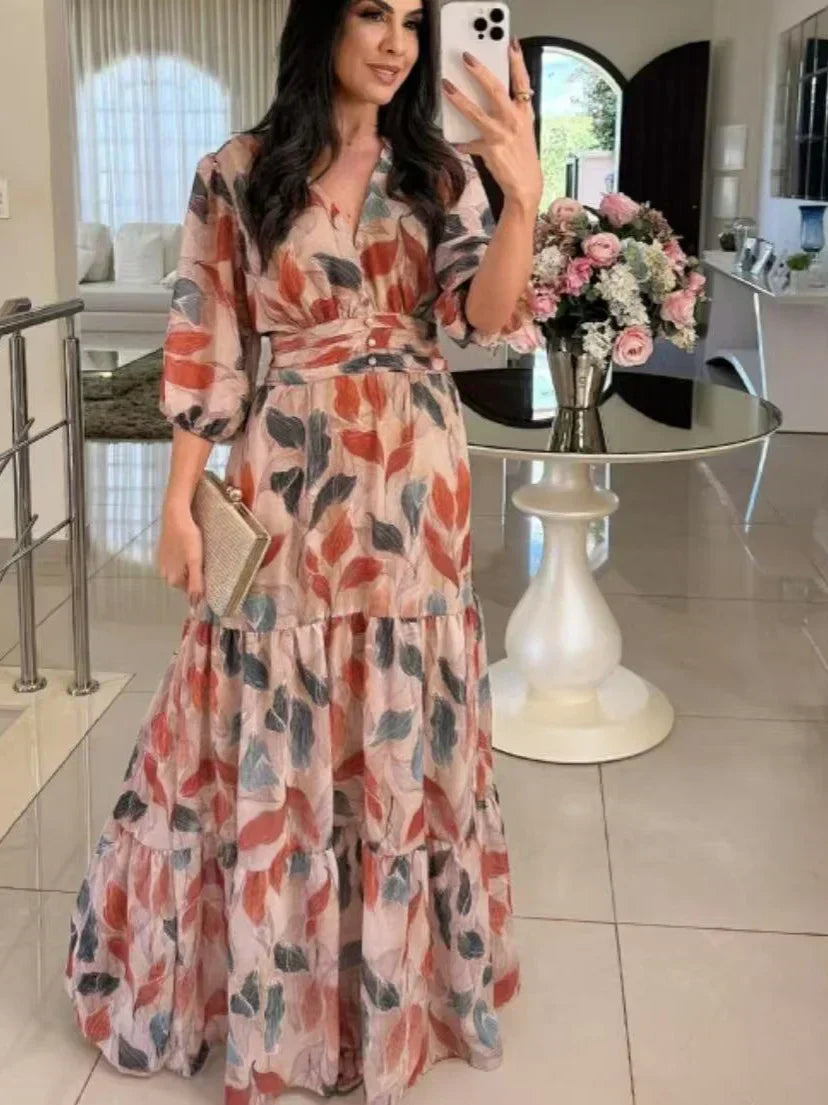 FLORIANA™ | Flowing Floral Dress with Relaxed Elegance