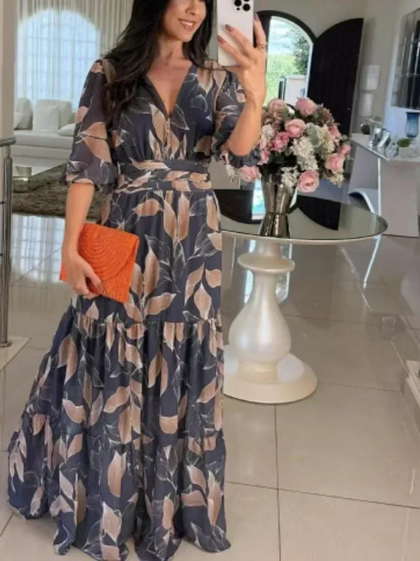 FLORIANA™ | Flowing Floral Dress with Relaxed Elegance