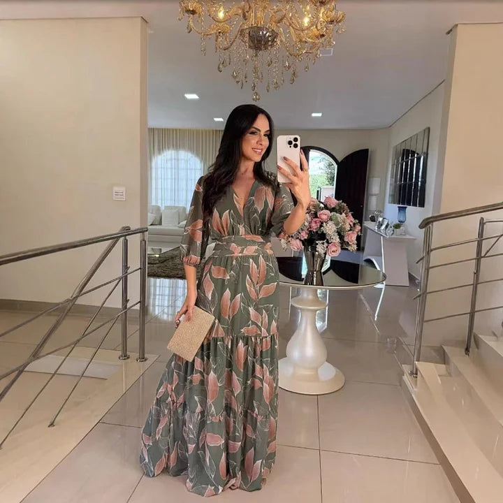FLORIANA™ | Flowing Floral Dress with Relaxed Elegance